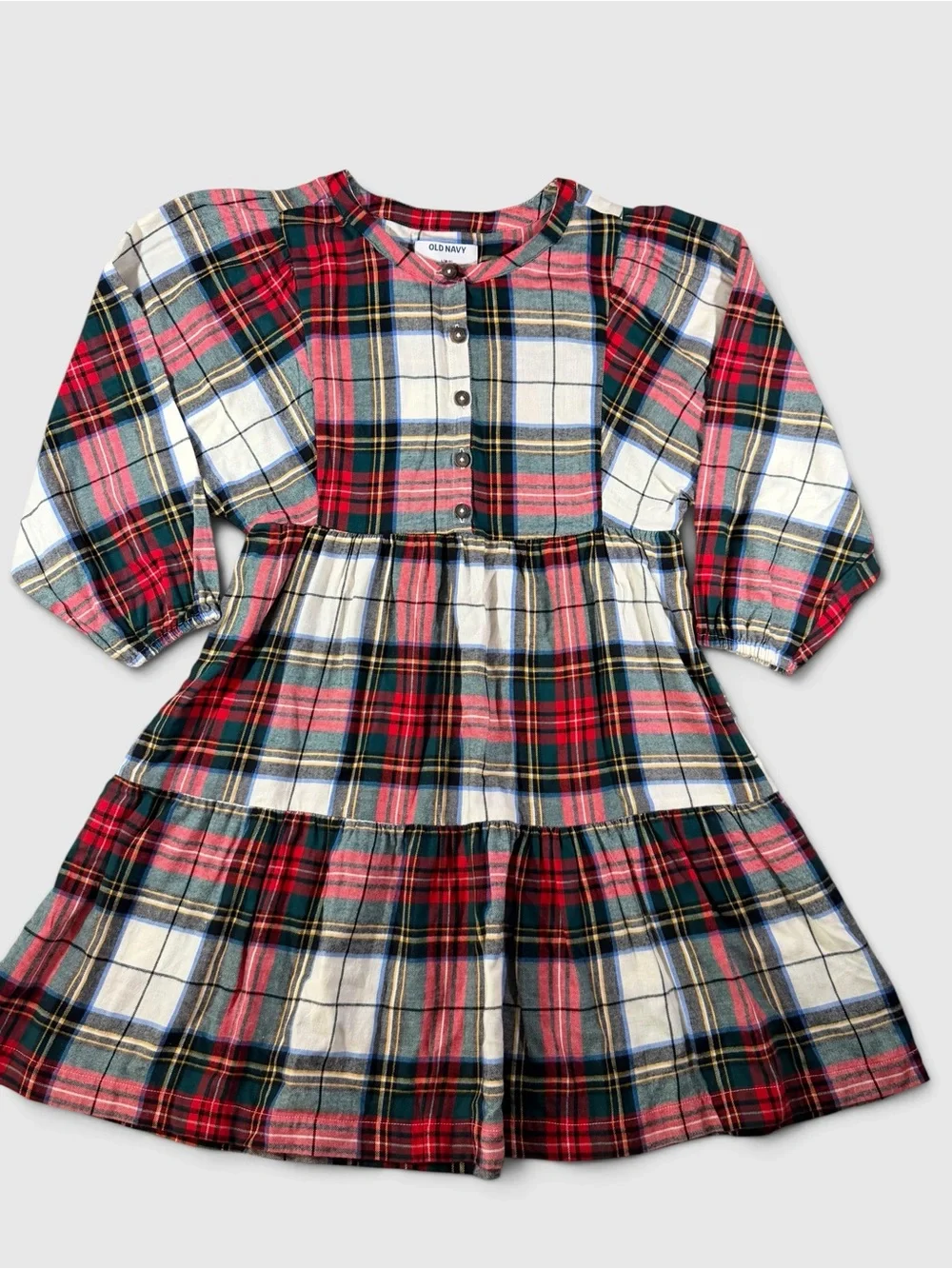old navy christmas dress Girls L 10-12 Plaid Tartan Tiered Holiday Long Sleeve BATCH_2026-7-23-NW